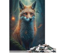 Puzzles 1000 pièces Puzzle Renard Mignon pour Adultes Puzzles en Bois Décoration d'intérieur 75x50cm