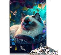 Puzzles 1000 pièces Puzzles Chat pour Adultes Puzzle en Bois Difficile et défi (Taille 50x75cm)