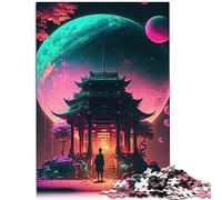 Puzzles 1000 pièces Puzzles en Carton Porte Fantaisie Japonaise en Carton recyclé Puzzles drôles 10,27 x 14,96 Pouces
