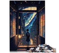 Puzzles 1000 pièces Puzzles pour Adultes Enfants fenêtre étoile Puzzle en Bois Puzzle de Noël Cadeaux 19,7x29,5 Pouces