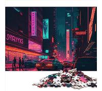 Puzzles 1000 pièces Puzzles pour Adultes Enfants New York City Neon Puzzles en Bois pour Adultes Enfants Enfants garçon Fille Cadeau 50x75 cm