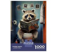 Puzzles 1000 Pièces Raccoon on The Toilet Puzzles pour Adultes - Modèle À Assembler - Défi Éducatif - Cadeau d'anniversaire Unique 38x26cm/1000pcs