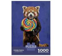Puzzles 1000 Pièces Red Panda Eating A Lollipop Puzzle pour Adolescents Améliore La Mémoire Difficile Et Stimulant Casse-tête Jeux De Réflexion en Famille 70x50cm/1000pcs