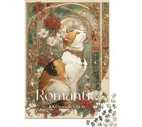 Puzzles 1000 Pièces Romantic Cat Art Print-2 Puzzles pour Adultes Jeux Relaxants Défi Difficile Activités Amusantes À La Maison, 70x50cm/1000pcs