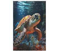 Puzzles 1000 Pièces Sea Turtles Puzzle pour Adultes Et Enfants, en Bois Jeu Éducatif Défi Jouet, Jeu Familial Amusant 78×53cm