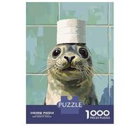 Puzzles 1000 Pièces Seal with Toilet Paper Hat Puzzle pour Adolescents Améliore La Mémoire Difficile Et Stimulant Casse-tête Jeux De Réflexion en Famille 70x50cm/1000pcs