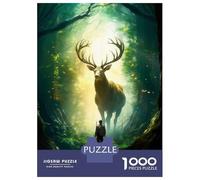 Puzzles 1000 Pièces Stag in A Enchanted Forest Puzzle Adulte, Jeu De Réflexion, Analyse Et Logique, Cadeaux De Noël Et d'anniversaire 52x38cm/1000pcs