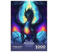 Puzzles 1000 Pièces Stained Glass Dragon with Colorful Wings Puzzles pour Adultes - Jeu Manuel - Idées De Détente À La Maison - Cadeaux De Noël Et d'anniversaire 52x38cm/1000pcs