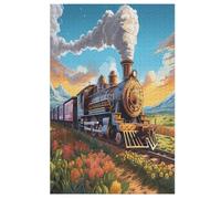 Puzzles 1000 Pièces Steam Train Puzzle pour Adultes Et Enfants, en Bois Jeu ÉduChatif Défi Jouet, Jeu Familial Amusant (78×53cm)