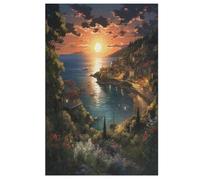 Puzzles 1000 Pièces Sunset Over The Harbour Puzzle pour Adultes Et Enfants, en Bois Jeu ÉduChatif Défi Jouet, Jeu Familial Amusant （78×53cm）