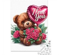 Puzzles 1000 Pièces Teddy Bear Valentine's Gift Puzzles pour Adultes Jeux Relaxants Défi Difficile Activités Amusantes À La Maison, 70x50cm/1000pcs