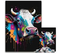Puzzles 1000 pièces Têtes de Vache colorées pour Adultes, défi cérébral, pour Adolescents et décoration d'intérieur 50x75cm/19,68x29,52 Pouces