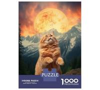 Puzzles 1000 Pièces Teton Cat X Pizza Sun Puzzle pour Adolescents Améliore La Mémoire Difficile Et Stimulant Casse-tête Jeux De Réflexion en Famille 38x26cm/1000pcs