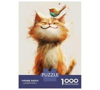 Puzzles 1000 Pièces The Cat and The Bird Puzzles pour Adultes - Modèle À Assembler - Défi Éducatif - Cadeau d'anniversaire Unique 70x50cm/1000pcs