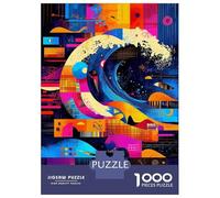 Puzzles 1000 Pièces The Great Wave - Geometric Abstraction Puzzle Adulte, Jeu De Réflexion, Analyse Et Logique, Cadeaux De Noël Et d'anniversaire 70x50cm/1000pcs
