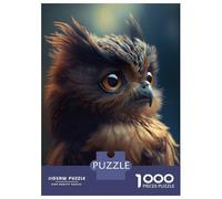 Puzzles 1000 Pièces Tiny Brown Owls Gaze Puzzles pour Adultes - Jeu Manuel - Idées De Détente À La Maison - Cadeaux De Noël Et d'anniversaire 38x26cm/1000pcs