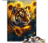 Puzzles 1000 pièces Tournesol Tigre Puzzles 1000 pièces pour Adultes Impossible Éducatif Décoration Maison Jeux et Cadeaux (Taille 50x75cm)