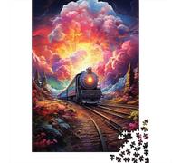 Puzzles 1000 pièces Train psychédélique coloré pour Adultes Puzzles en Bois 1000 pièces - Jeu de Puzzle Pratique - Décoration familiale 1000 pièces (75 x 50 cm)