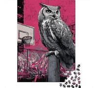 Puzzles 1000 Pièces Urban Owl Basketball Art Print Puzzles pour Adultes Jeux Relaxants Défi Difficile Activités Amusantes À La Maison, 52x38cm/1000pcs