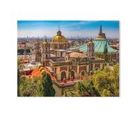 Puzzles 1000 Pièces，Vieille et Nouvelle basilique à Mexico，Affiche Mur Art pour Cadeaux Adultes Enfants Jeux Jouets Éducatifs（50x70cm）-I69
