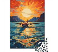 Puzzles 1000 Pièces Vintage Airplane Sunset Puzzles pour Adultes - Jeu Manuel - Idées De Détente À La Maison - Cadeaux De Noël Et d'anniversaire 70x50cm/1000pcs