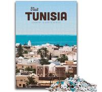 Puzzles 1000 pièces Visitez la Tunisie pour Adolescents, Jeux éducatifs à Faire soi-même avec Affiche et fiche de Questions-réponses pour Les 14 Ans et Plus (1000 pièces, 26x38cm)