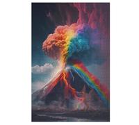 Puzzles 1000 Pièces Volcan Arc-en-Ciel Puzzle pour Adultes Et Enfants, en Bois Jeu ÉduChatif Défi Jouet, Jeu Familial Amusant 78×53cm