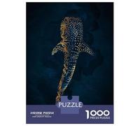 Puzzles 1000 Pièces Whale Shark in Gold Puzzles pour Adultes Jeux Relaxants Défi Difficile Activités Amusantes À La Maison, 38x26cm/1000pcs