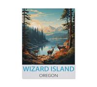 Puzzles 1000 Pièces，Wizard Island, Oregon，Enfants Jouet Cadeau Éducatif Intellectuel Décompression Fun Famille Jeu/Halloween Noël Puzzle Cadeau（38x26cm）-M77