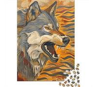 Puzzles 1000 Pièces Wolf Head Art Print-2 Puzzles pour Adultes - Modèle À Assembler - Défi Éducatif - Cadeau d'anniversaire Unique 52x38cm/1000pcs