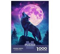 Puzzles 1000 Pièces Wolf Moon Night Puzzle Adulte, Jeu De Réflexion, Analyse Et Logique, Cadeaux De Noël Et d'anniversaire 70x50cm/1000pcs