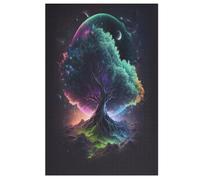 Puzzles 1000 Pièces World Tree of Life Puzzle pour Adultes Et Enfants, en Bois Jeu ÉduChatif Défi Jouet, Jeu Familial Amusant （78×53cm）