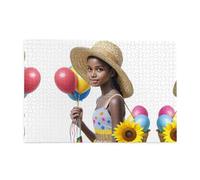 Puzzles 1000 pièces Yyhwhjde Belle fille noire Imprimés Puzzles éducatifs intellectuels en bois Puzzles amusants Jeu de soulagement du stress