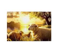 Puzzles 1000 pièces Yyhwhjde Sheep by The Lake Prints Puzzles éducatifs intellectuels en bois, puzzles amusants, jeu anti-stress