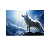 Puzzles 1000 pièces Yyhwhjde Snow Wolf at The Peak Prints Puzzles éducatifs intellectuels en bois, puzzles amusants, jeu anti-stress