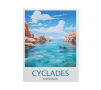 Puzzles 1000 Puzzles en Papier,Cyclades, Mykonos, Grèce, Îles,Bricolage Créatif Puzzle Cadeaux Jeux Éducatifs Brain Challenge Puzzle(38x26cm)-DW21