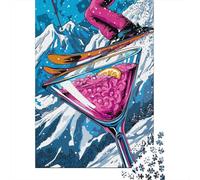 Puzzles 1000 Ski Cocktail Martini Glass Puzzles pour Adultes : Amusants Et Humoristiques ! Chaque Pièce Est Unique - Soirée Jeux Et Divertissement en Famille 52x38cm/1000pcs