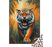 Puzzles 1000 Wild Tiger Roar Art Print Puzzles pour Adultes : Amusants Et Humoristiques ! Chaque Pièce Est Unique - Soirée Jeux Et Divertissement en Famille 52x38cm/1000pcs