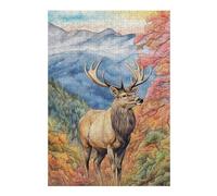 Puzzles 1000pcs(38x26cm) pour Adolescentes Autumn Forest Elk Scene Puzzle Casse-tête, Jeu Difficile, Cadeau Anti-Stress 1000pcs(38x26cm)