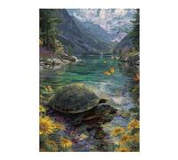 Puzzles 1000pcs(38x26cm) pour Adolescentes Turtle by The Lake with Butterflies Puzzle Casse-tête, Jeu Difficile, Cadeau Anti-Stress 1000pcs(38x26cm)