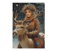 Puzzles 1000pcs(38x26cm) pour Adolescents Winter Fantasy with Deer Puzzles pour Adultes À Monter Soi-même - Course De Vitesse Manuelle pour Anniversaire, Noël 1000pcs(38x26cm)