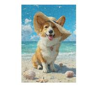 Puzzles 1000pcs(38x26cm) pour Adultes Beach Corgi with Hat-2 Puzzle pour Adultes, Jouets Anti-Stress, Décoration Murale, Activités Amusantes À La Maison, 1000pcs(38x26cm)