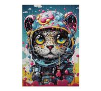 Puzzles 1000pcs(38x26cm) pour Adultes Colorful Leopard Astronaut Artwork Jeu De Puzzle Familial Cadeaux pour Femmes pour Anniversaire, Noël 1000pcs(38x26cm)