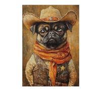Puzzles 1000pcs(38x26cm) pour Adultes Western Pug Sheriff Costume Puzzles pour Adultes Jeu De Réflexion pour S'amuser en Famille Aidez Votre Cerveau À Faire Travailler 1000pcs(38x26cm)