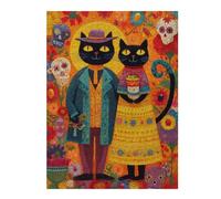 Puzzles 1000pcs(52x38cm) pour Adolescentes Colorful Cat Couple Art Print Puzzle Casse-tête, Jeu Difficile, Cadeau Anti-Stress 1000pcs(52x38cm)