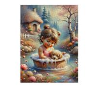Puzzles 1000pcs(52x38cm) pour Adolescents Enchanted Garden Bath Time Puzzles pour Adolescents Jouets Anti-Stress Cadeau d'anniversaire Aide À Stimuler Le Cerveau 1000pcs(52x38cm)