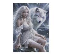 Puzzles 1000pcs(52x38cm) pour Adolescents Enchanted Winter Fairy with Wolf Puzzles pour Adultes Jouets Anti-Stress Découpe De Précision Cadeaux pour Amis Et Famille 1000pcs(52x38cm)