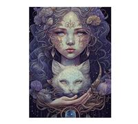 Puzzles 1000pcs(52x38cm) pour Adolescents Fantasy Artwork Mystical Woman with Cat Puzzles pour Adultes Jeux Amusants Découpe De Précision Difficile À Compléter 1000pcs(52x38cm)