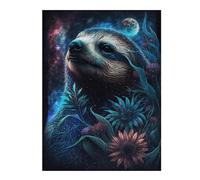 Puzzles 1000pcs(52x38cm) pour Adolescents Galactic Sloth with Flowers -4 Puzzles pour Adultes Jouets À Faire Soi-même Cadeau d'anniversaire Défi Éducatif 1000pcs(52x38cm)