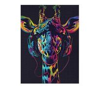 Puzzles 1000pcs(52x38cm) pour Adolescents Giraffe Headphones Music Art Print Puzzles pour Adultes, Jeux Amusants, Course De Vitesse Manuelle, Cadeaux pour Amis Et Famille 1000pcs(52x38cm)